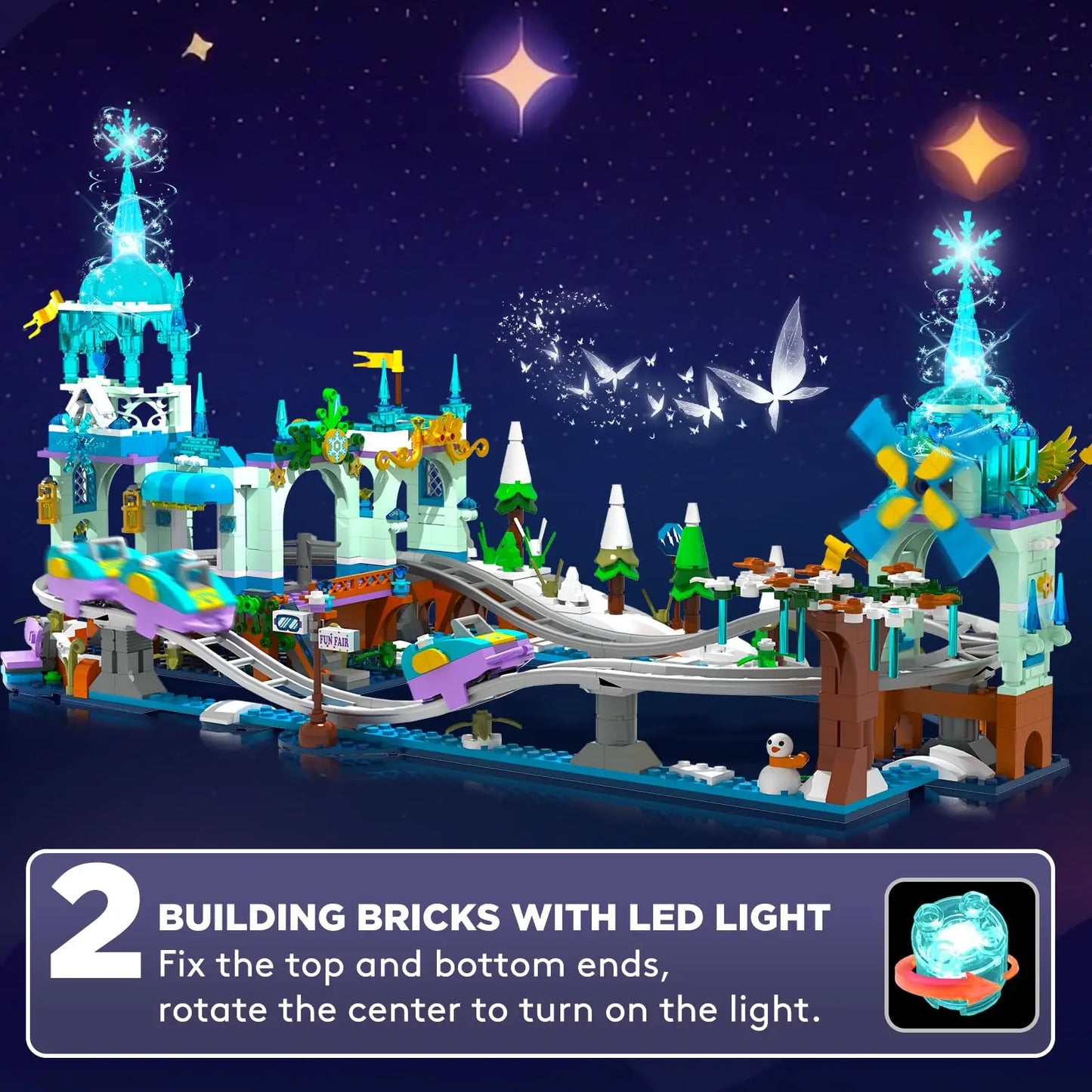 Frozen Roller Coaster Building Set With LED Lights For Kids