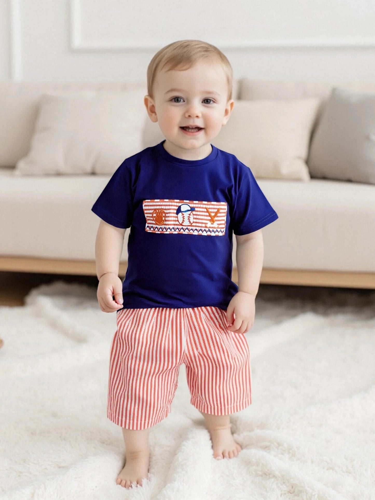 Toddler Boys Striped T-Shirt and Denim Shorts Outfit Set