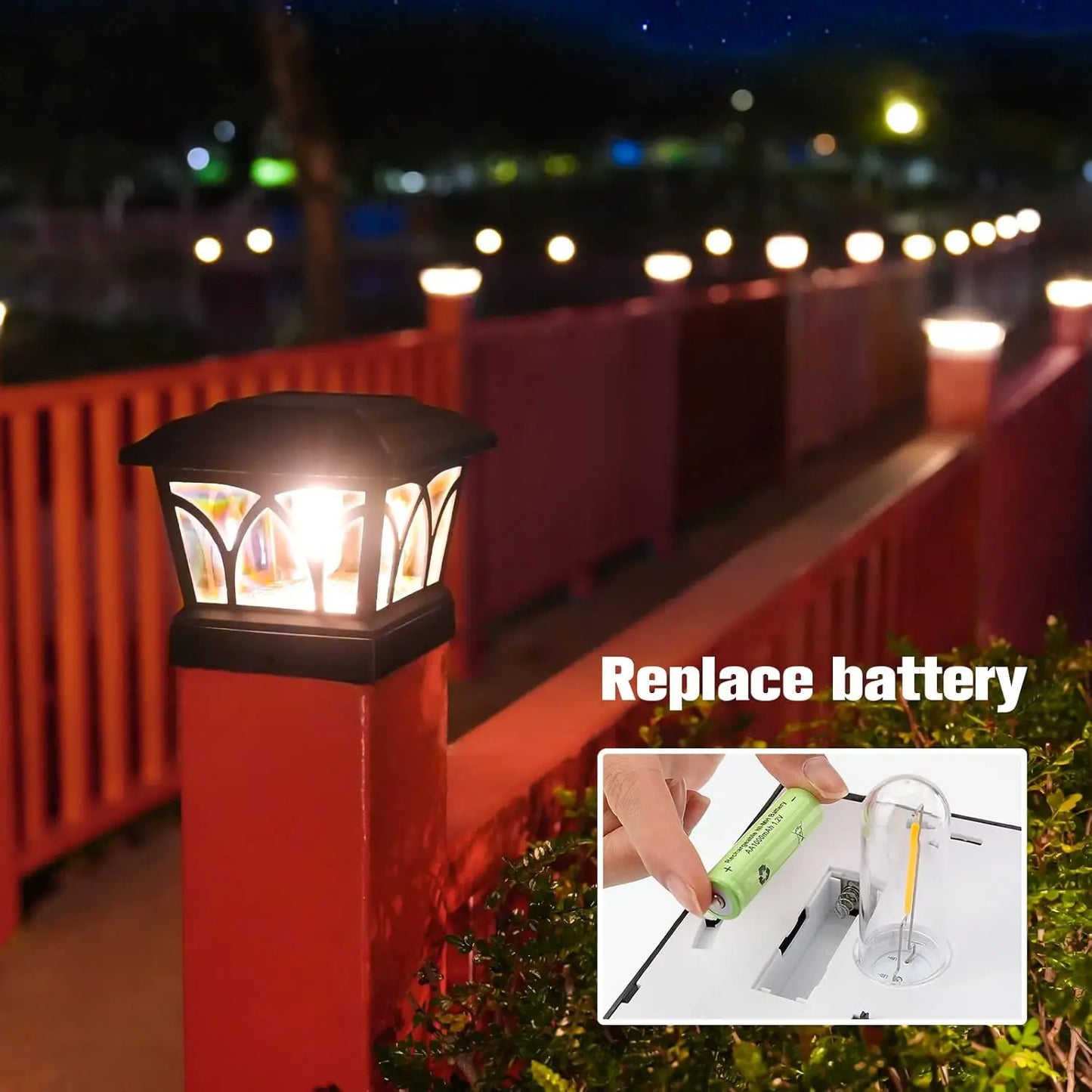 4 Pack Solar Post Lights with Edison Bulbs for Outdoor Use