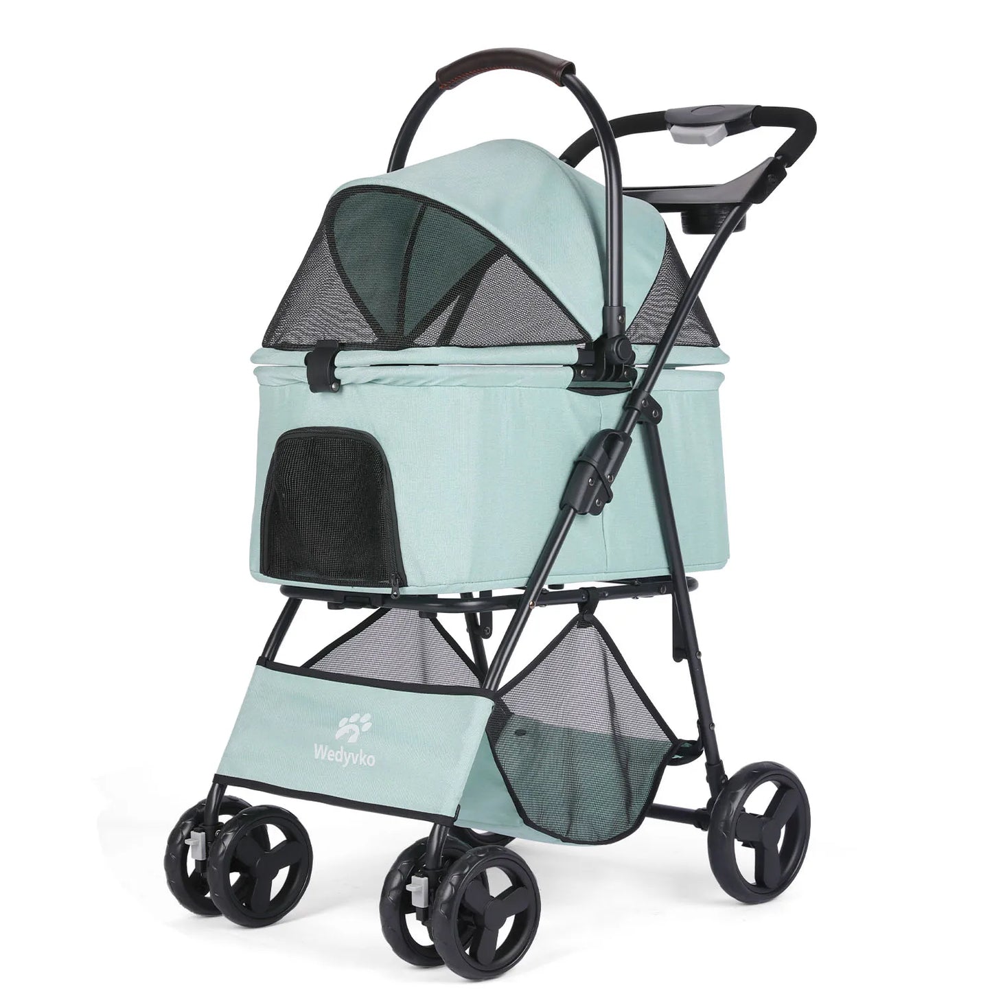 Wedyvko Luxury Detachable Pet Stroller with Cup Holder