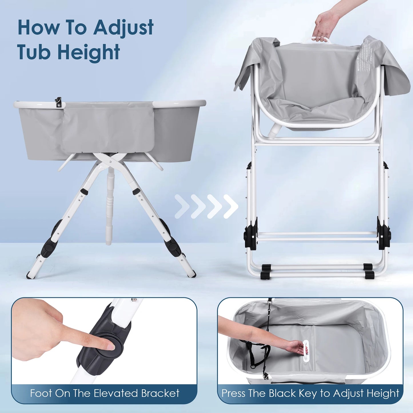 Dog Bathtub Collapsible Stand Folding Design Grey Outdoor