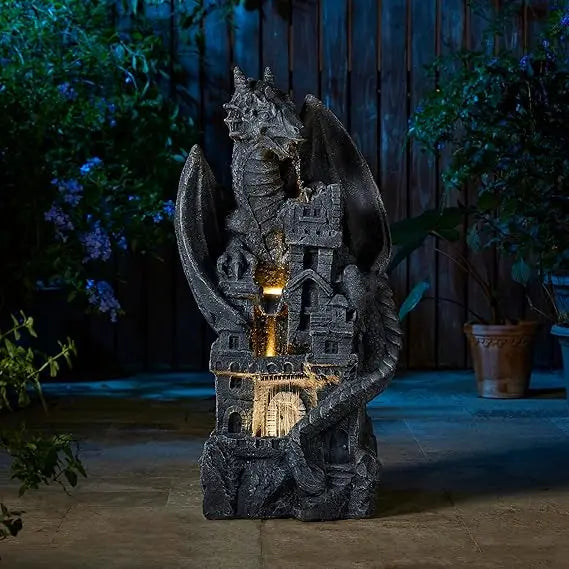 Zen Elephant Outdoor Water Fountain with LED Light