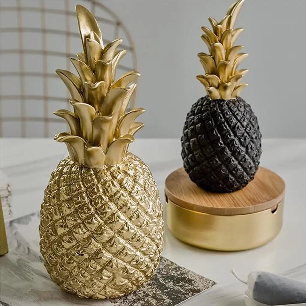Nordic Golden Pineapple Resin Ornament for Modern Decor