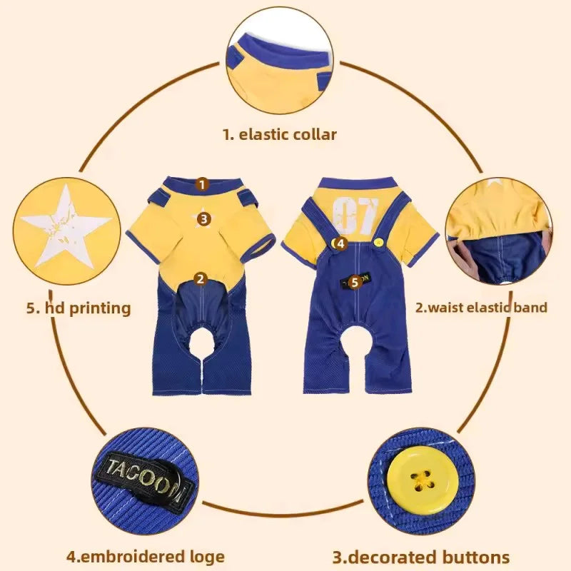 Soft Cotton Dog Jumpsuit Romper for Small Medium Dogs
