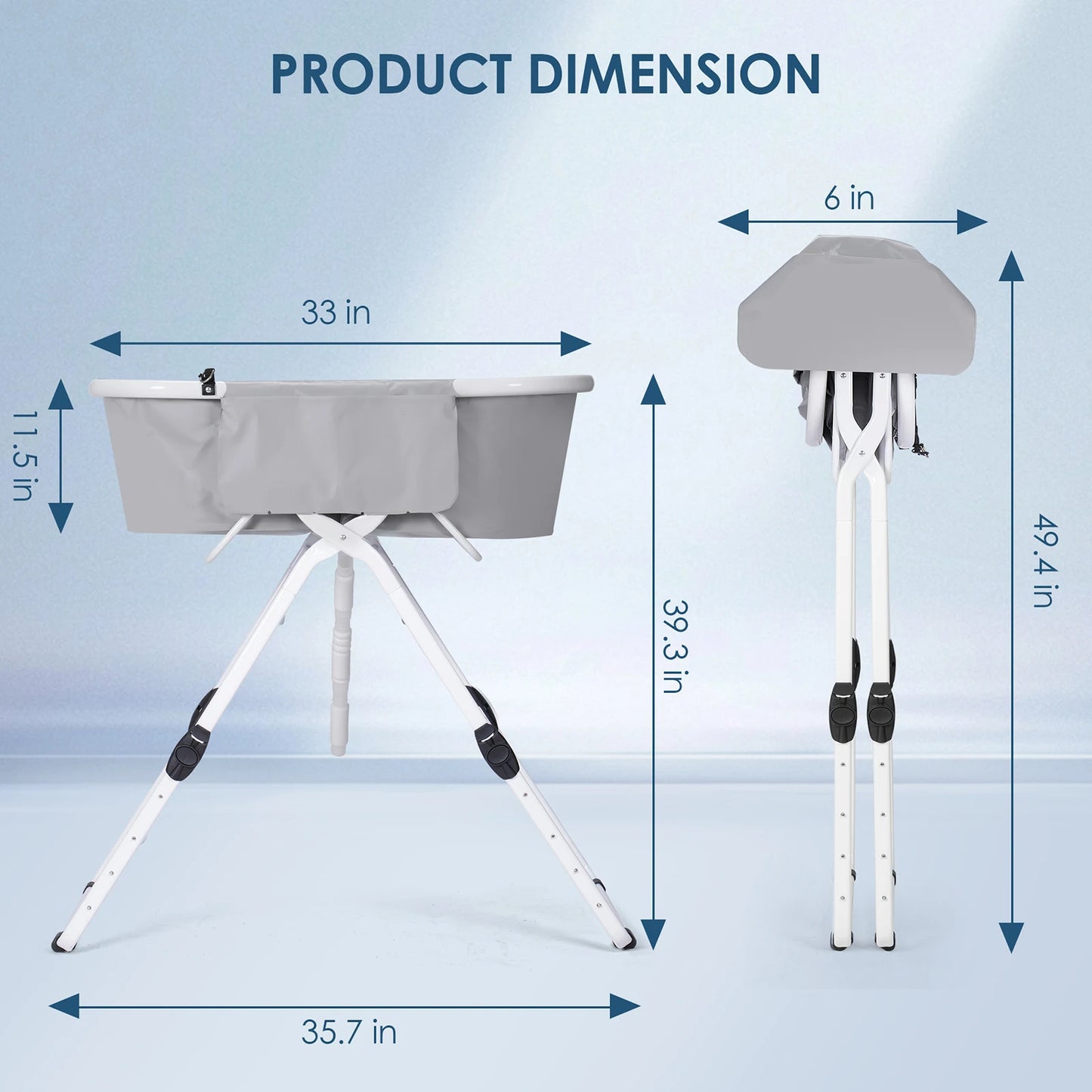 Dog Bathtub Collapsible Stand Folding Design Grey Outdoor