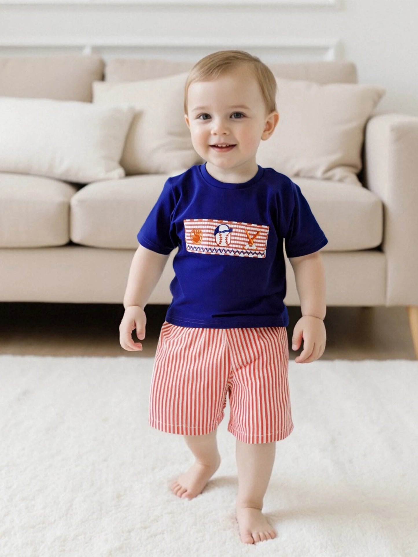 Toddler Boys Striped T-Shirt and Denim Shorts Outfit Set