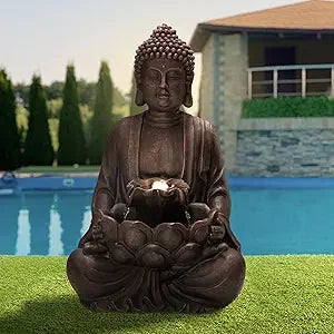 Zen Elephant Outdoor Water Fountain with LED Light