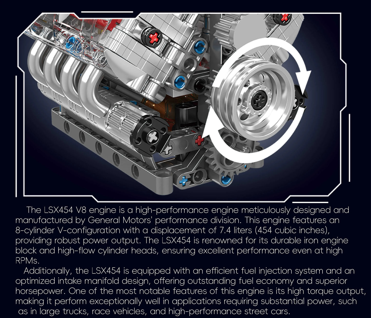Mould King V8 Engine LSX454 Building Blocks Set 487 Pieces