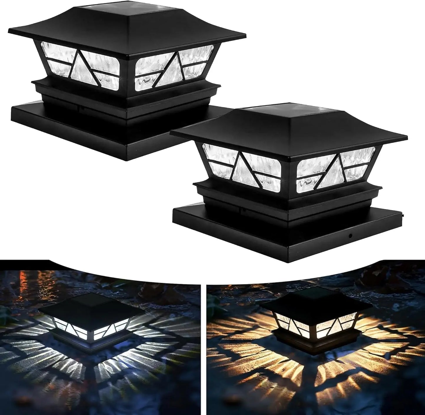 4 Pack Solar Outdoor Fence Post Lights Color Changing