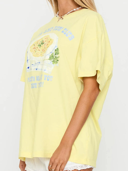 Women's Avocado Print Round Neck Summer T-Shirt Top