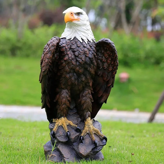 Hand-Painted Bald Eagle Statue for Garden Decor