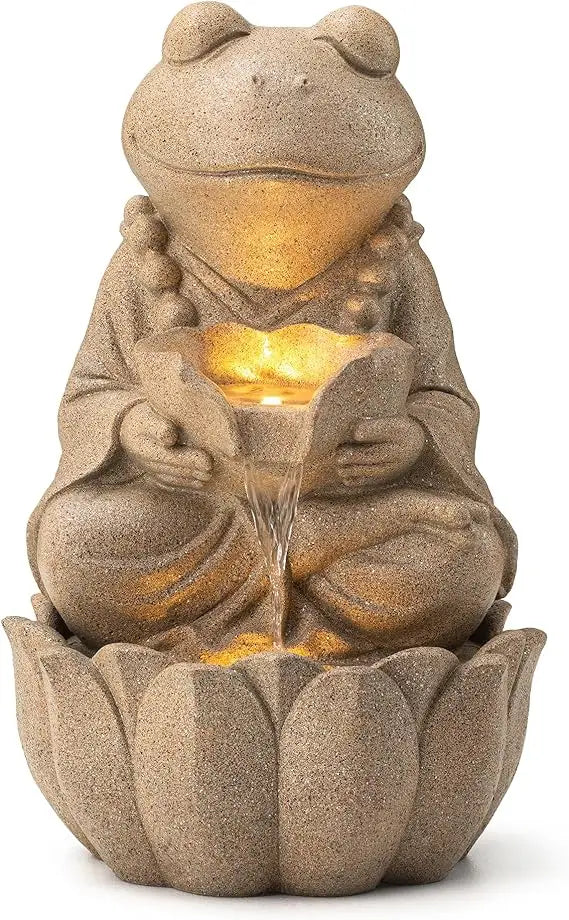 Zen Elephant Outdoor Water Fountain with LED Light