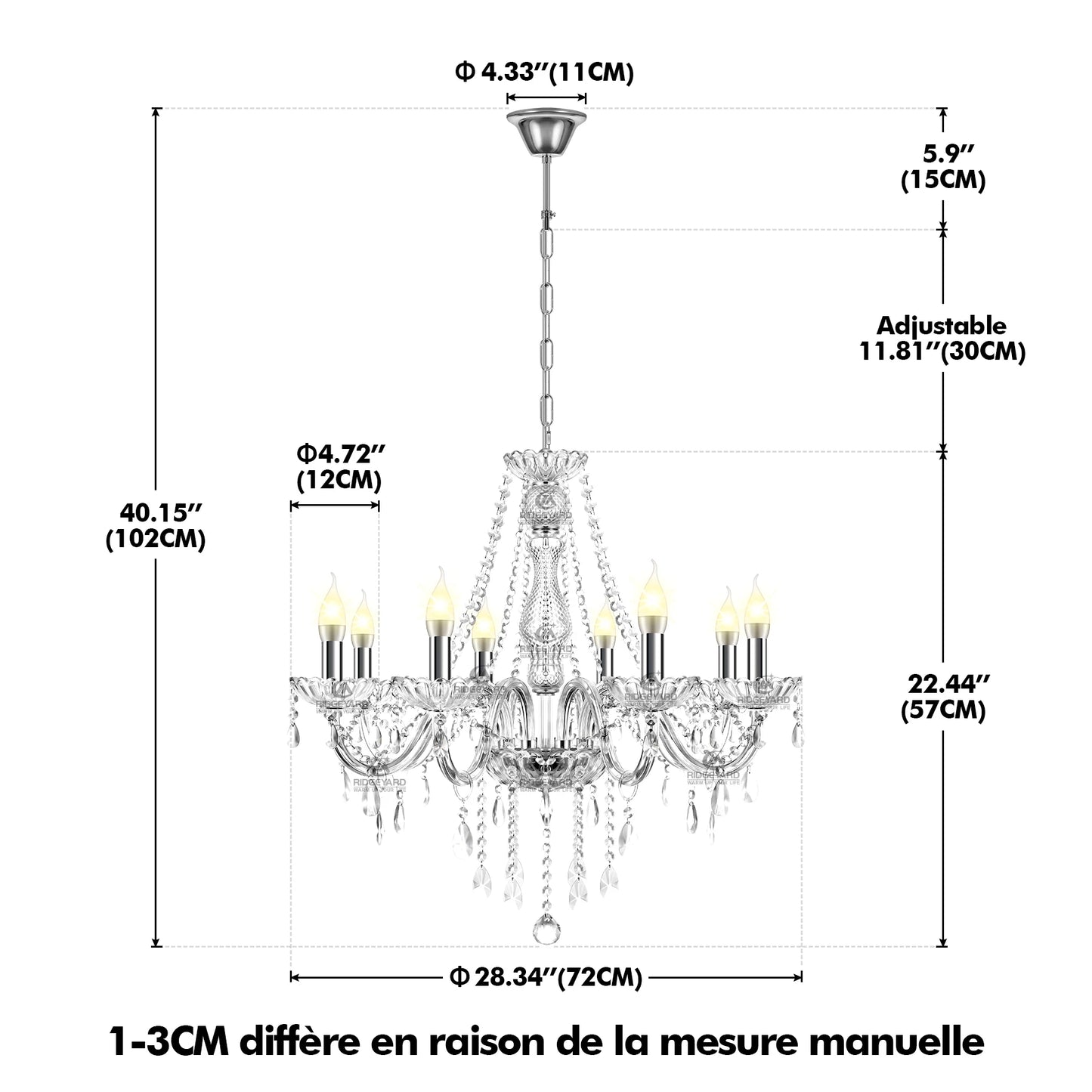 Ridgeyard Crystal Chandelier Modern Luxury Hallway Light