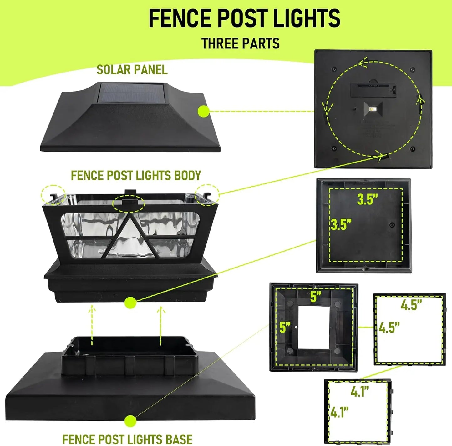 4 Pack Solar Outdoor Fence Post Lights Color Changing