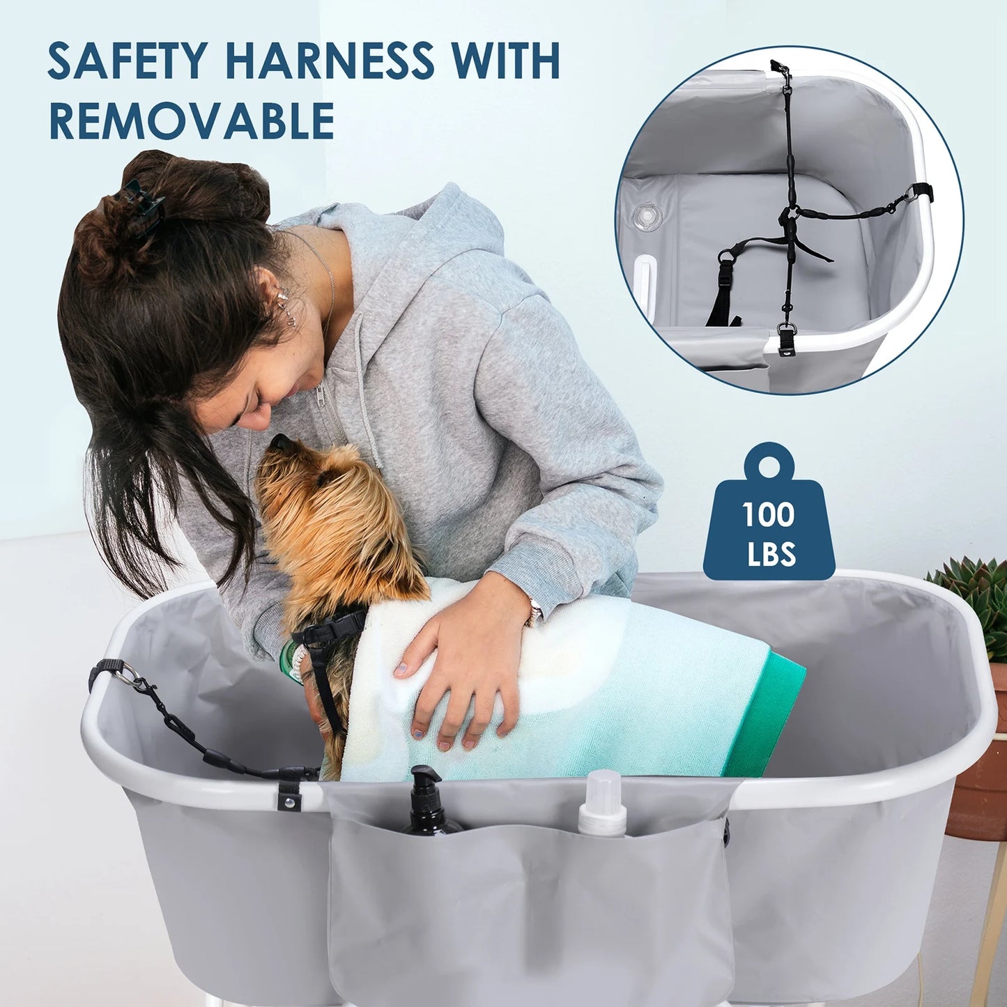 Dog Bathtub Collapsible Stand Folding Design Grey Outdoor