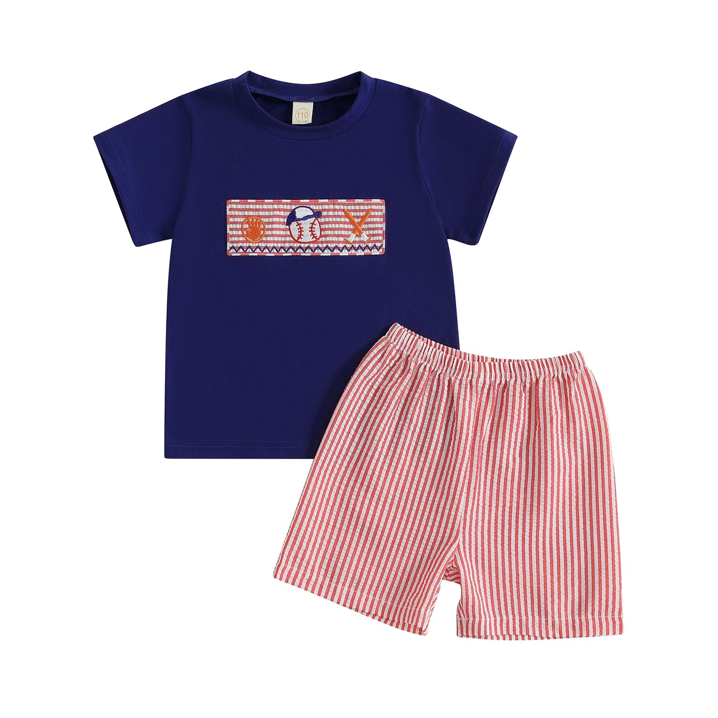 Toddler Boys Striped T-Shirt and Denim Shorts Outfit Set