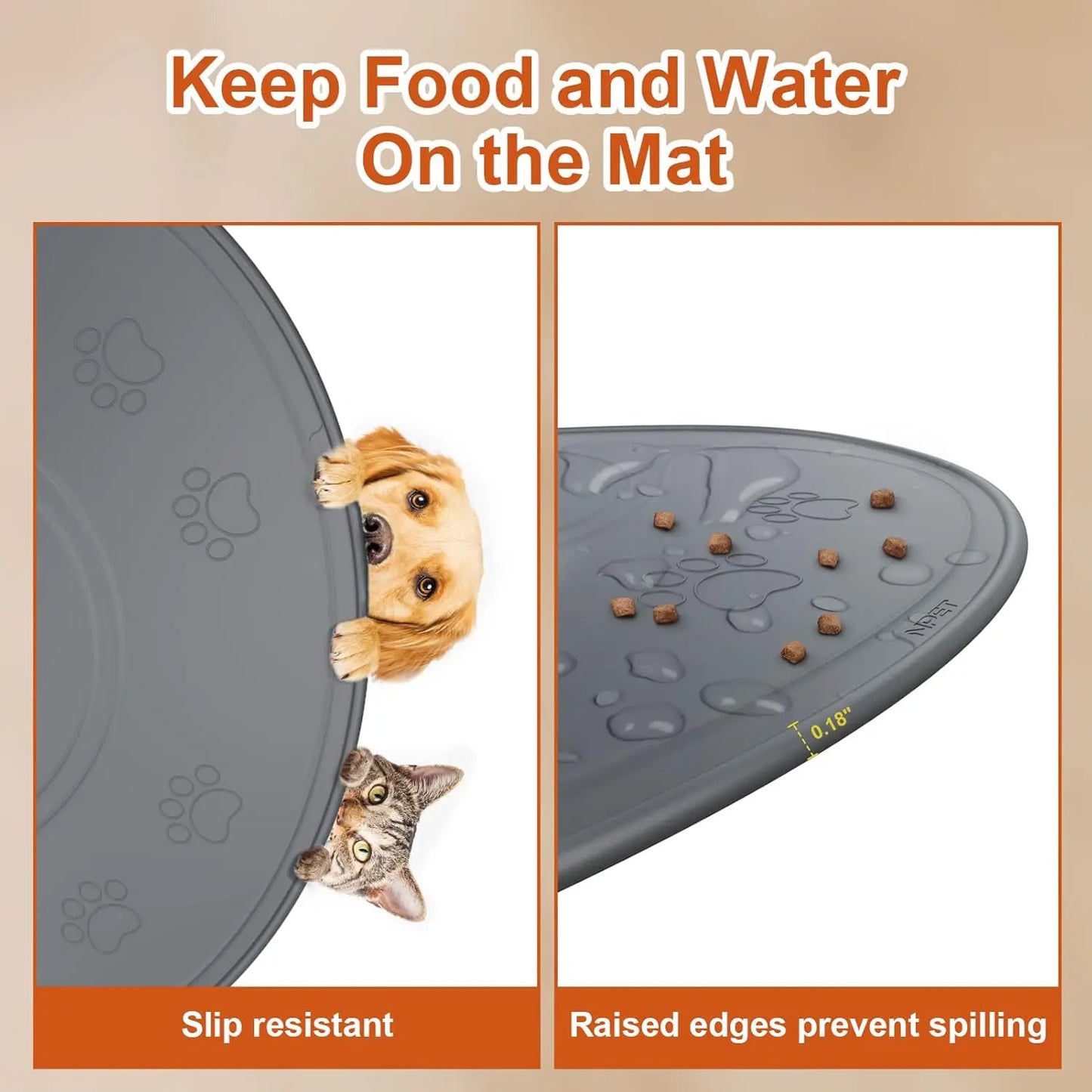 NPET Waterproof Silicone Dog Food Mat Slip Resistant 28 x 21