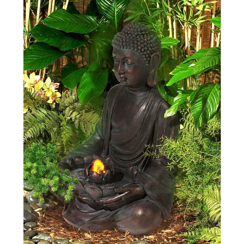 Meditating Buddha 24 Inch Zen Indoor Outdoor Fountain