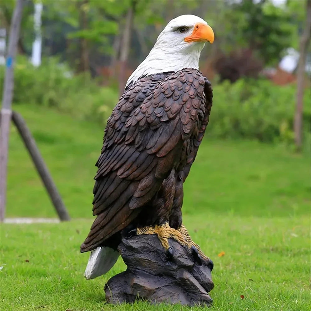 Hand-Painted Bald Eagle Statue for Garden Decor