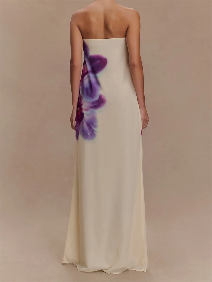 Women Floral Print Tube Dress for Summer Fashion