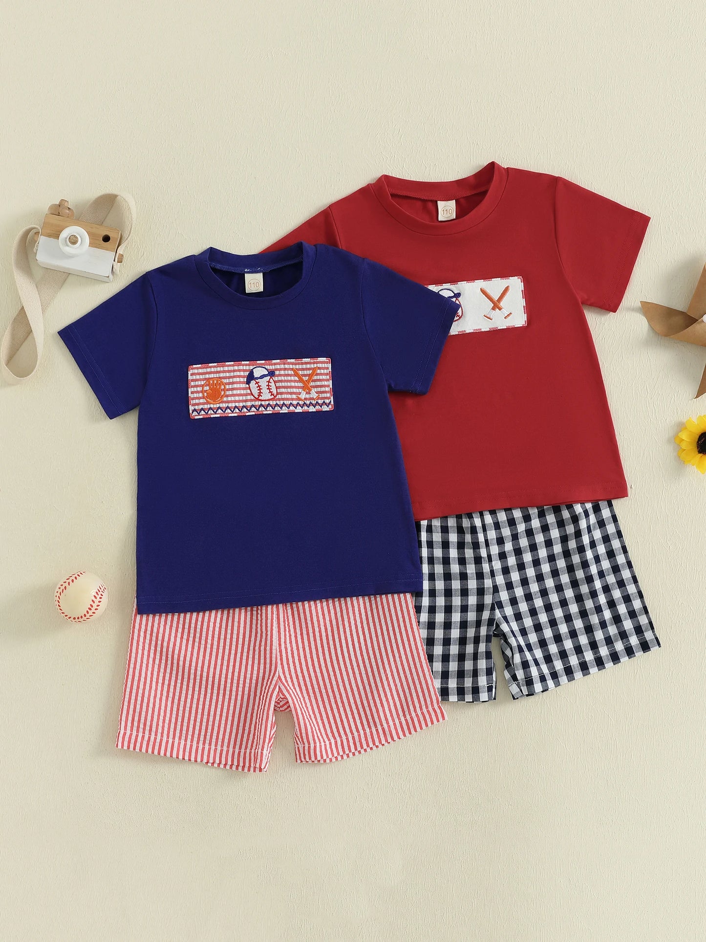 Toddler Boys Striped T-Shirt and Denim Shorts Outfit Set