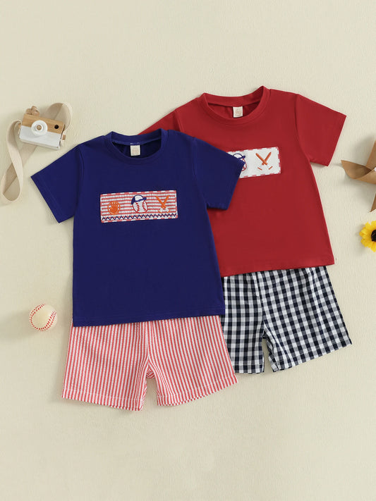 Toddler Boys Striped T-Shirt and Denim Shorts Outfit Set