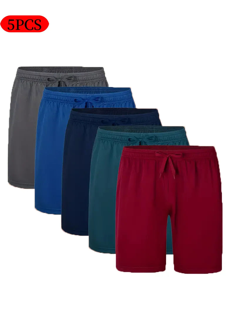 Men's Casual Drawstring Shorts 5 Piece Set for Summer