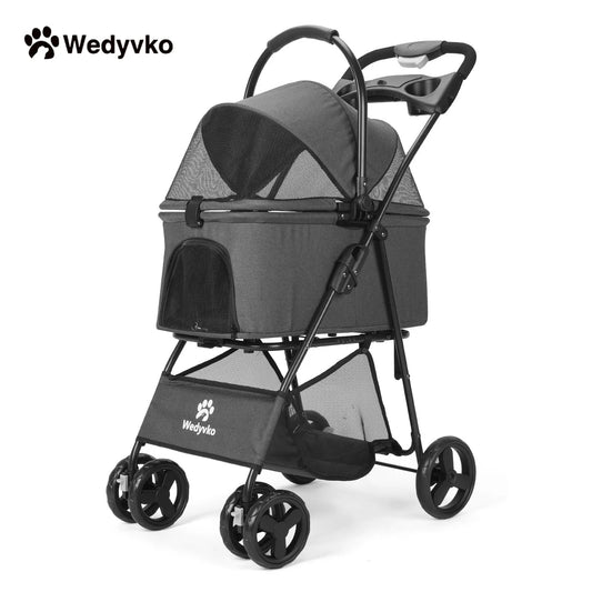 Wedyvko Luxury Detachable Pet Stroller with Cup Holder