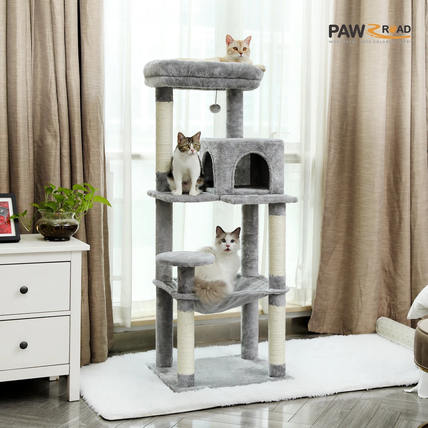 5-Level Cat Tree Tower with Hammock and Scratching Posts