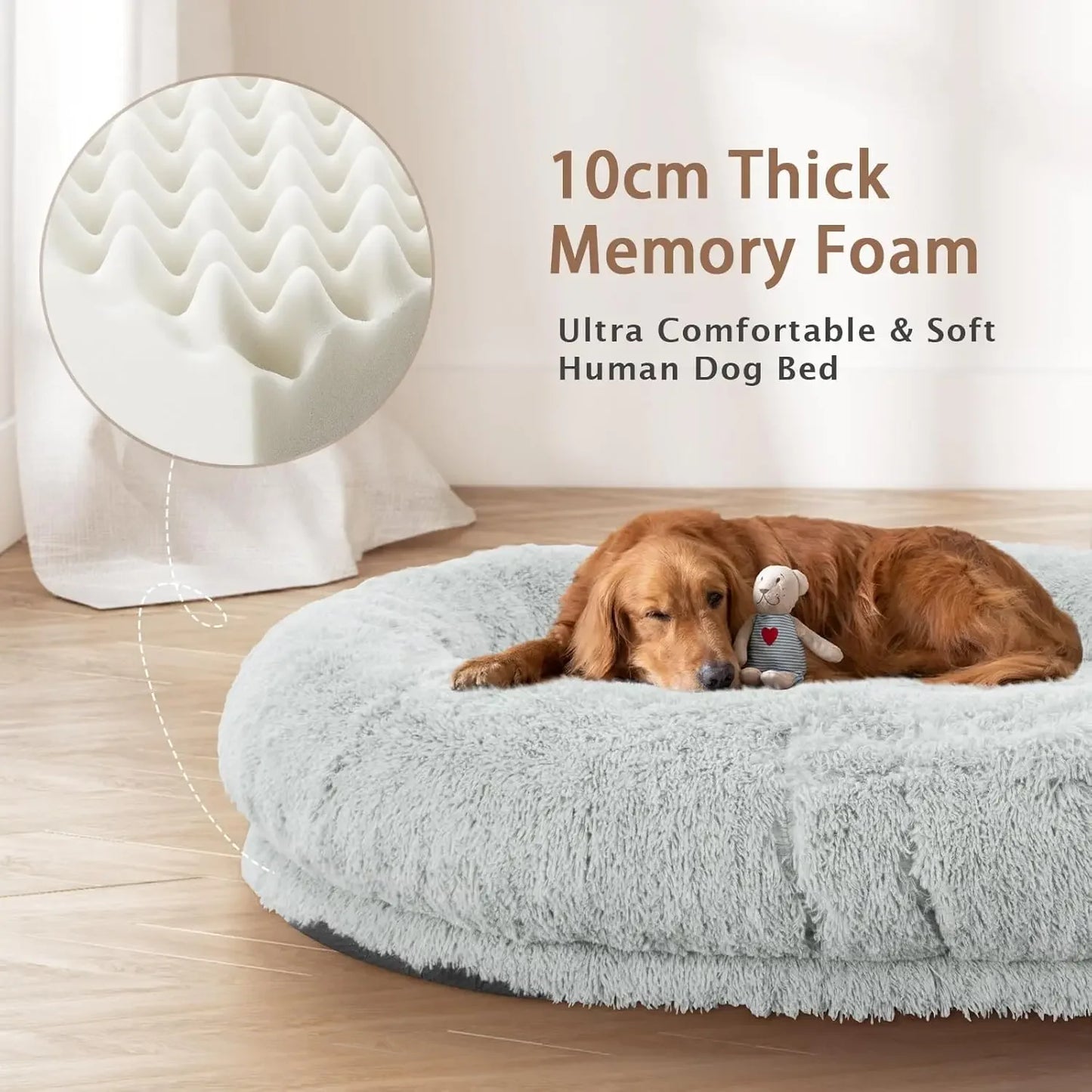Oversized Memory Foam Human Dog Bed for Adults and Pets