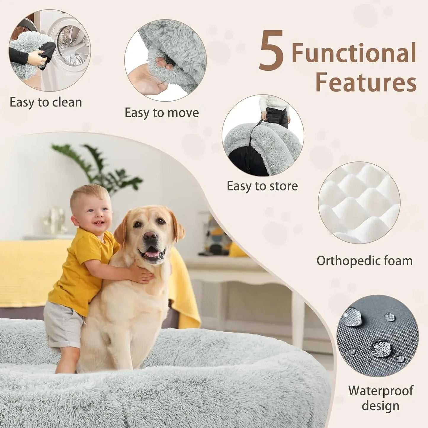 Oversized Memory Foam Human Dog Bed for Adults and Pets