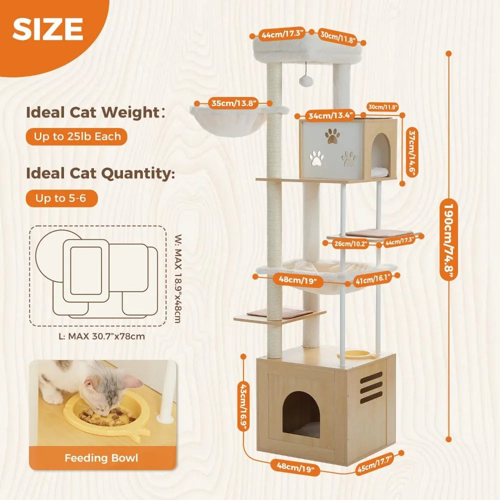 Pawz Road Large Cat Tree with Food Station and Condos