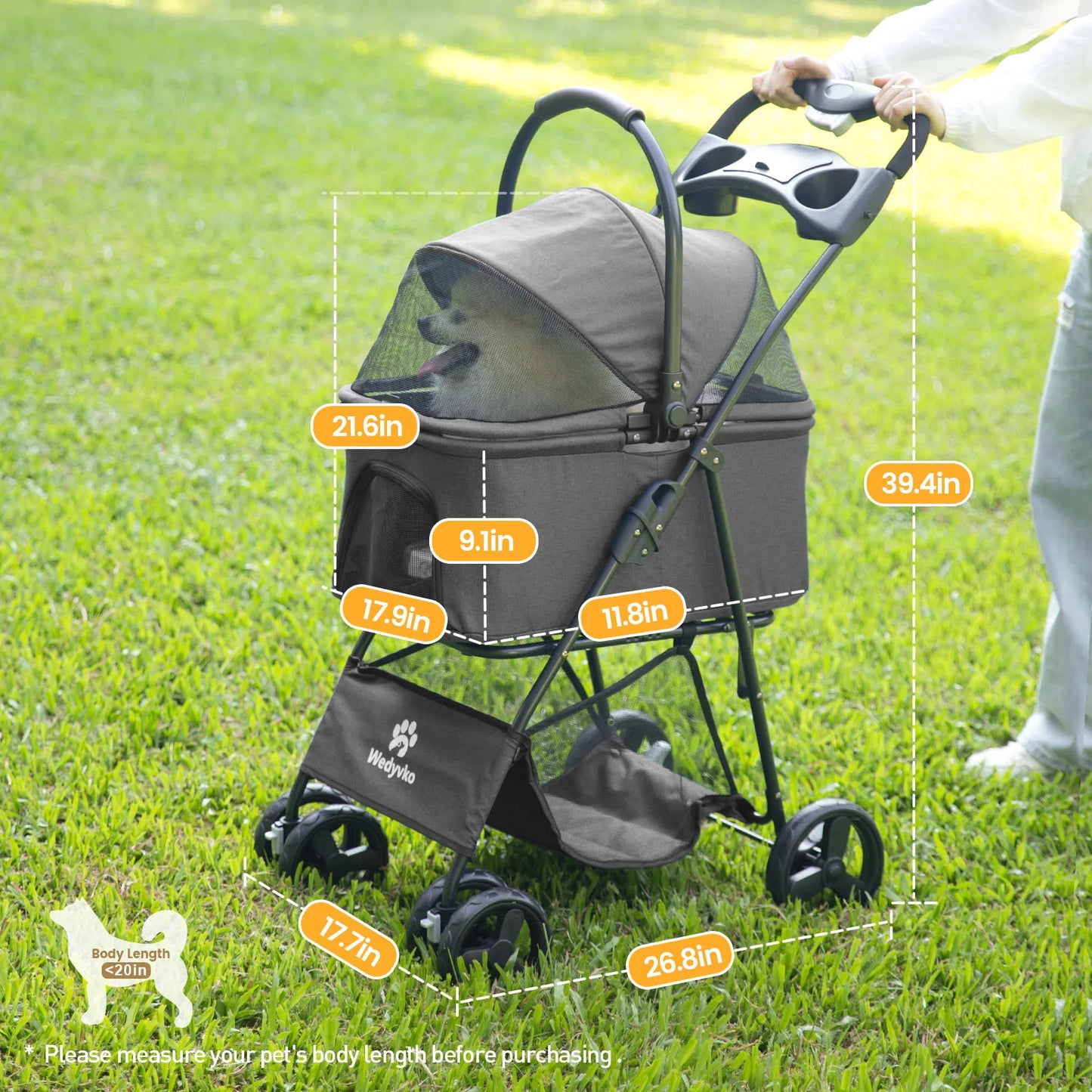 Wedyvko Luxury Detachable Pet Stroller with Cup Holder