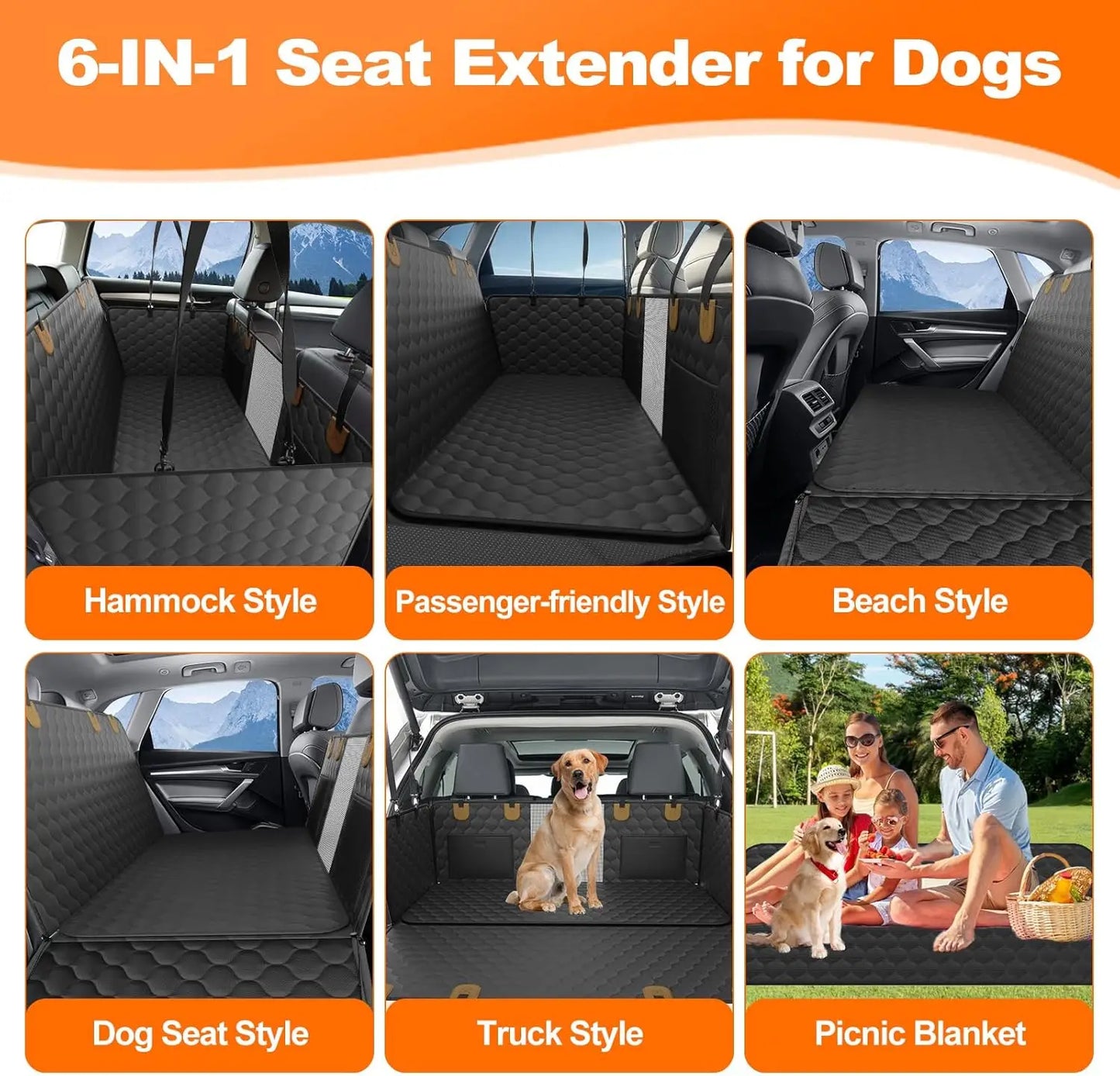 Waterproof Foldable Dog Car Seat Safety Hammock Protector