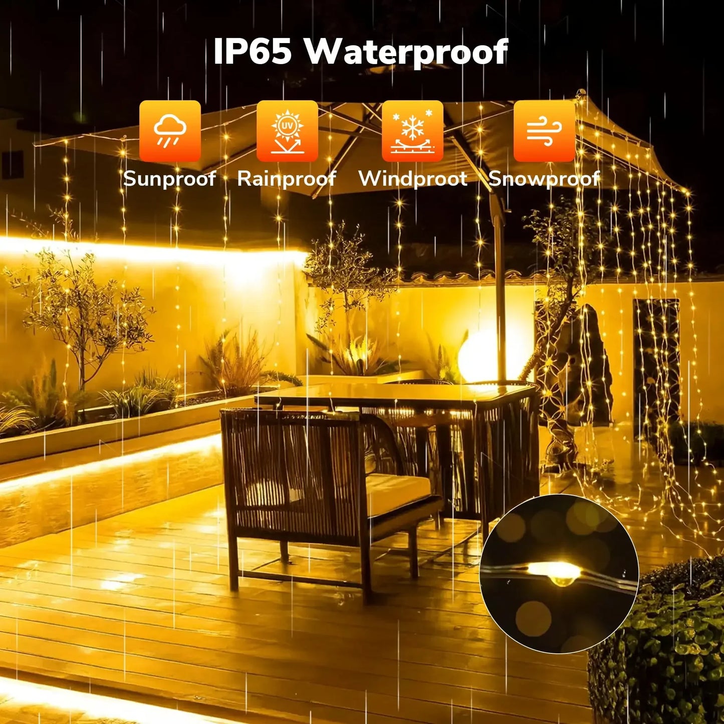 Solar String Lights 66FT 200 LED Waterproof Outdoor Decor