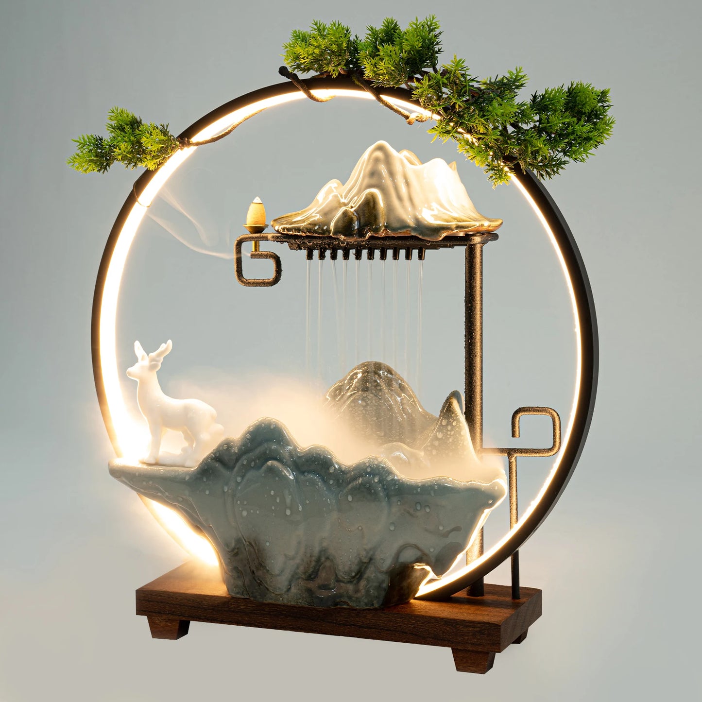 Tabletop Fountain Led Lights Waterfall Home Office Decor