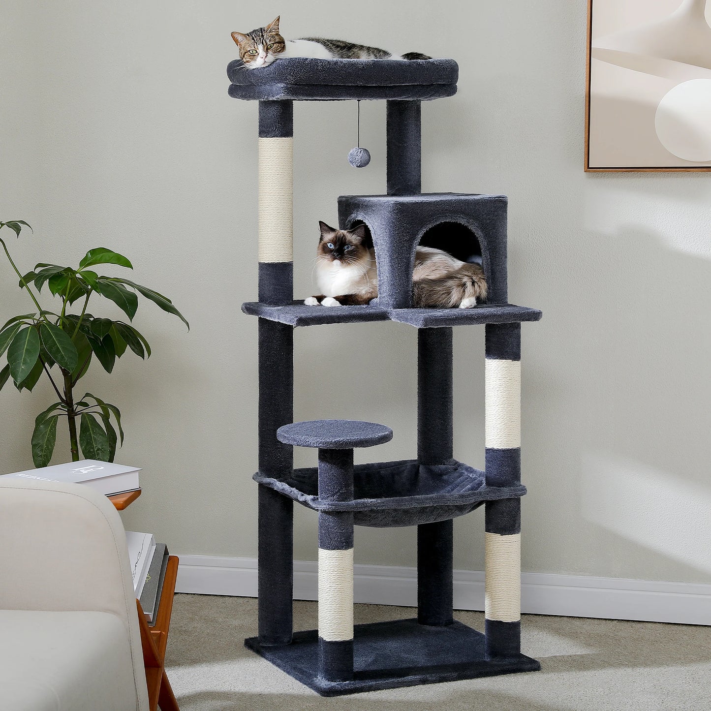 5-Level Cat Tree Tower with Hammock and Scratching Posts