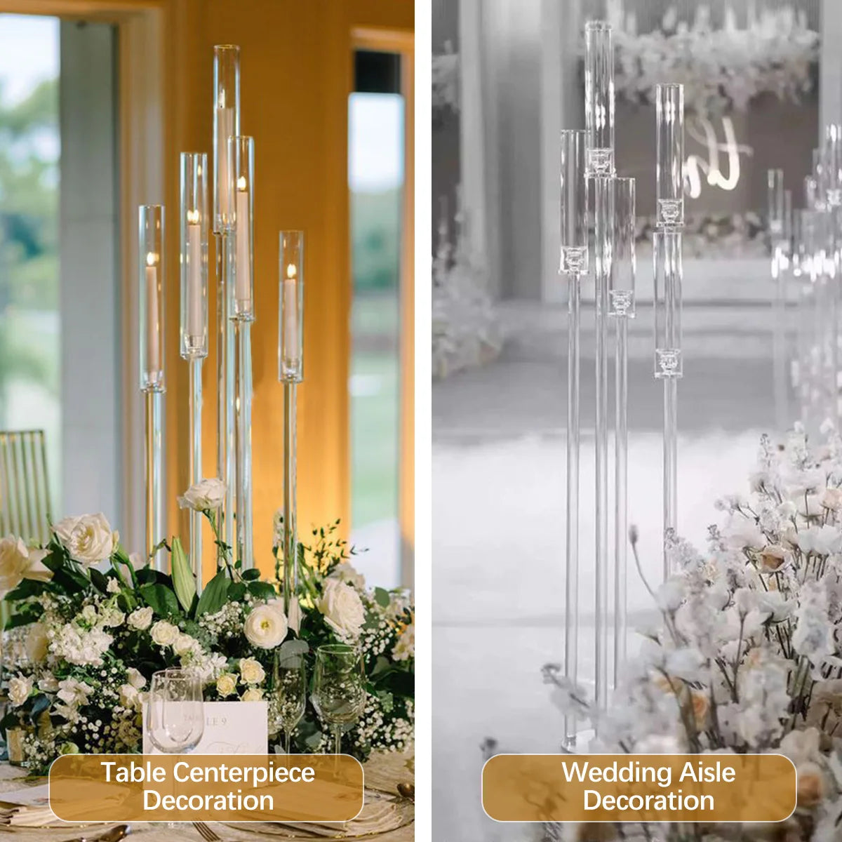 Acrylic 5 Arm Floor Candelabra Wedding Centerpiece