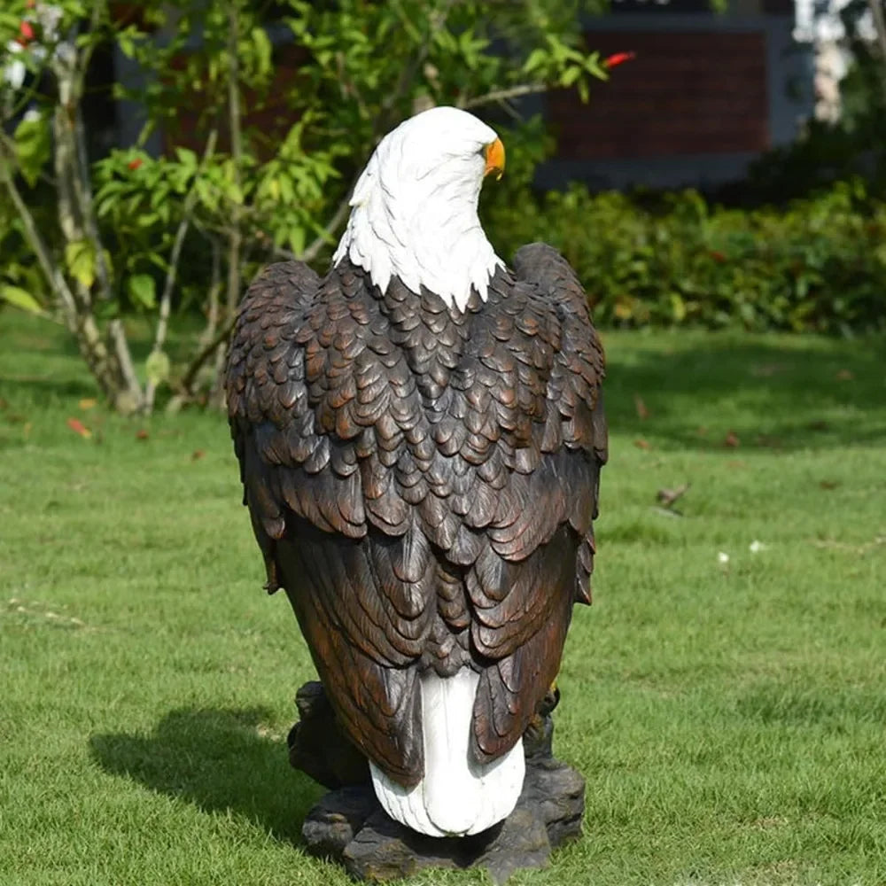 Hand-Painted Bald Eagle Statue for Garden Decor