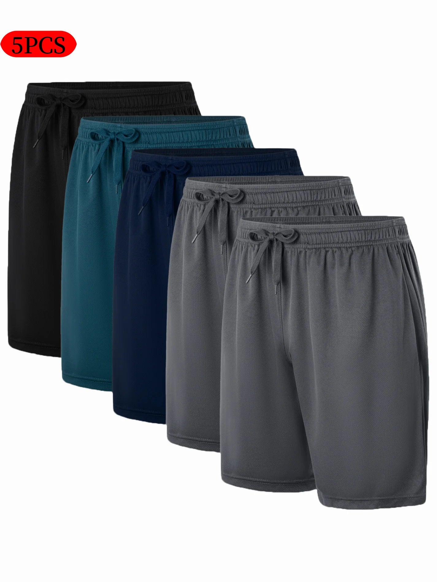 Men's Casual Drawstring Shorts 5 Piece Set for Summer