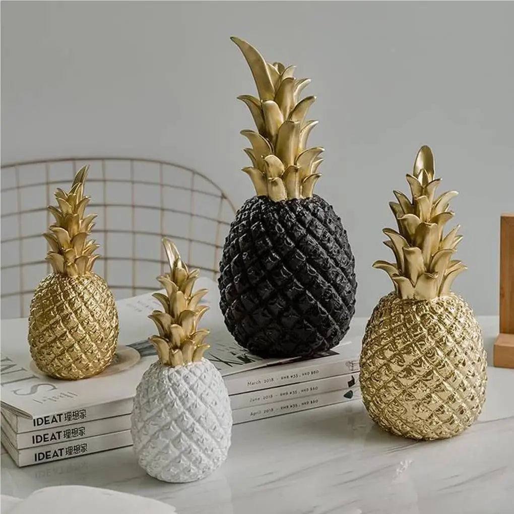 Nordic Golden Pineapple Resin Ornament for Modern Decor