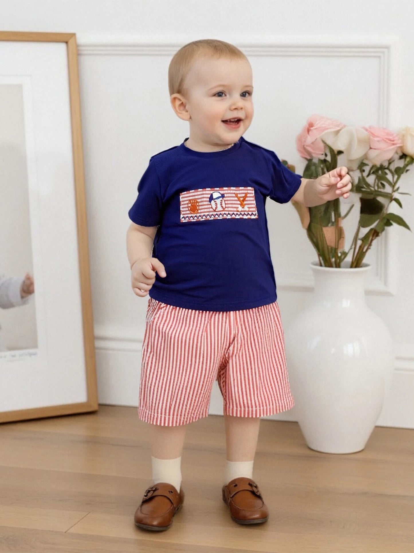Toddler Boys Striped T-Shirt and Denim Shorts Outfit Set