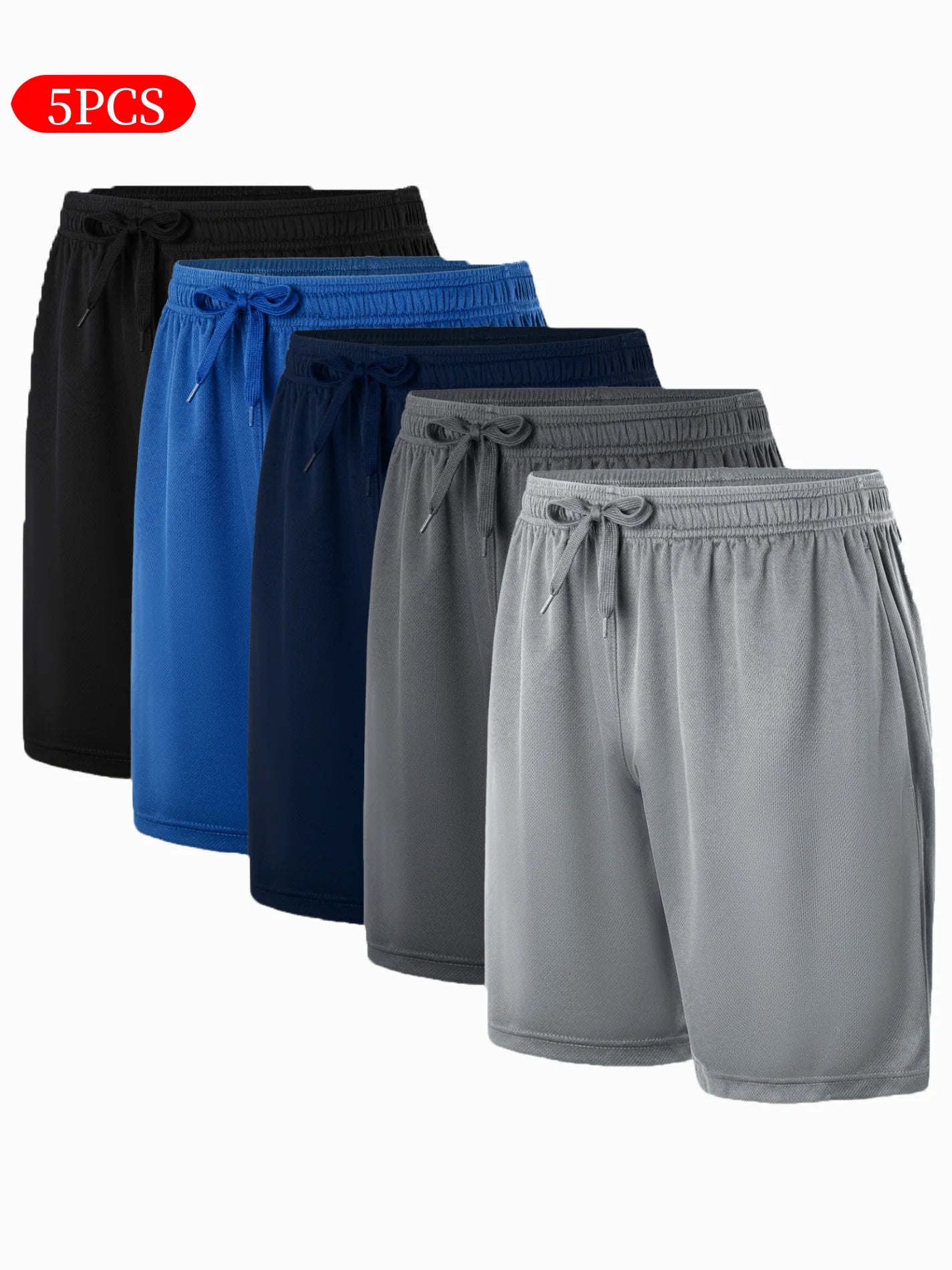 Men's Casual Drawstring Shorts 5 Piece Set for Summer