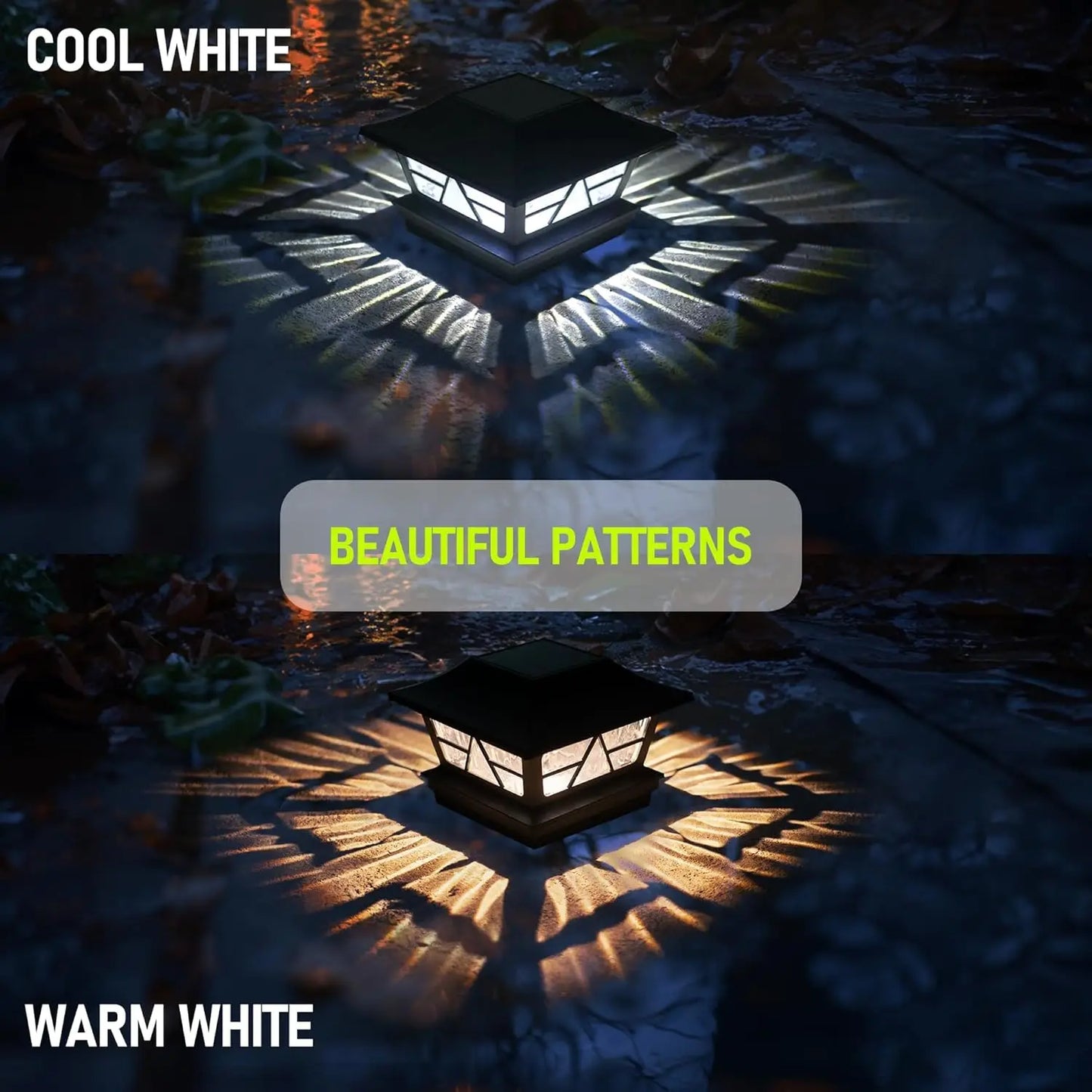 4 Pack Solar Outdoor Fence Post Lights Color Changing