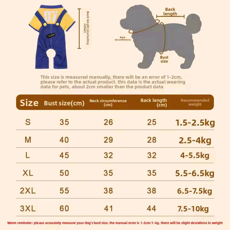Soft Cotton Dog Jumpsuit Romper for Small Medium Dogs