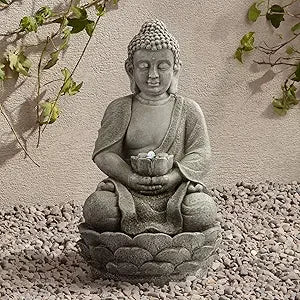 Meditating Buddha 24 Inch Zen Indoor Outdoor Fountain