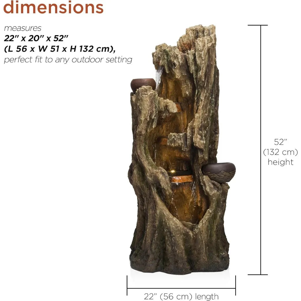 52 Inch LED Ground Fountain with Flower Pots for Garden