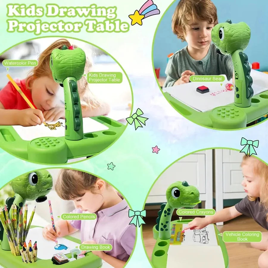 Dinosaur Painting Projector Drawing Board Art Toy for Kids