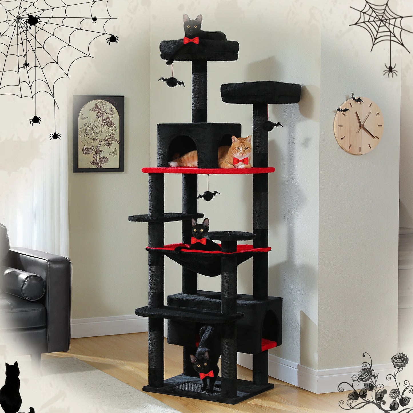 184CM Large Cat Tree Tower with Hammock and Scratching Posts