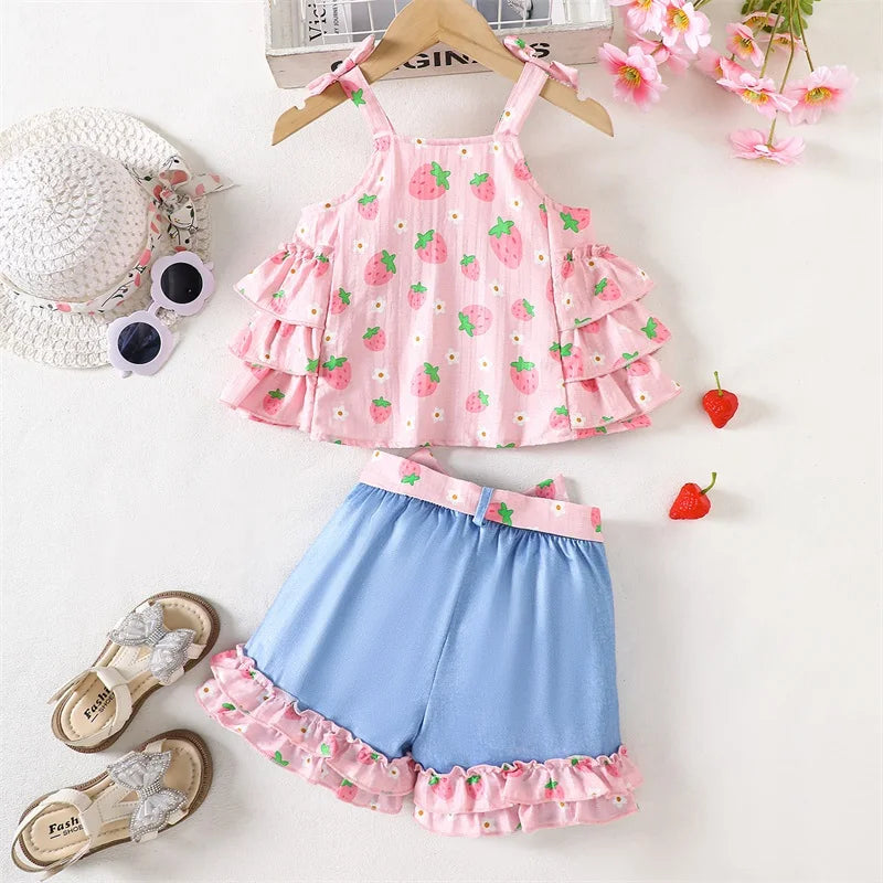 Adorable Baby Girl Floral Ruffle Top and Shorts Set